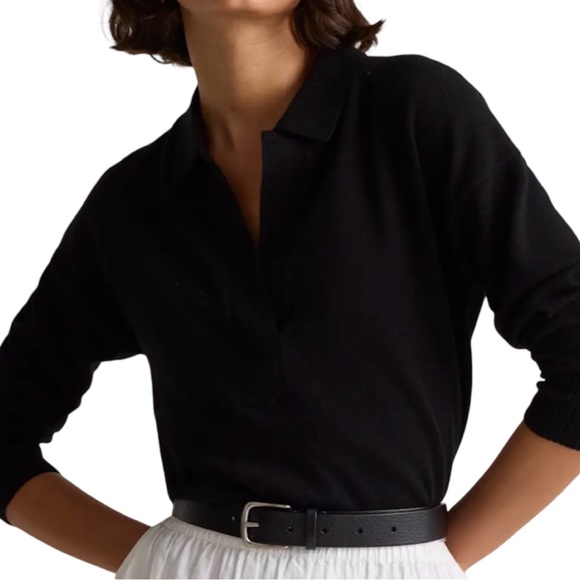 Quince NWT Mongolian Cashmere Polo Sweater Women’s Black Size XS - Picture 2 of 7